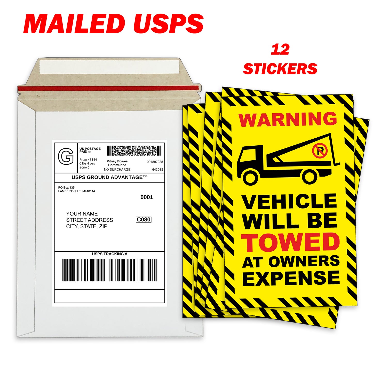 Prank Towing Parking Violation Stickers for Windshields of Bad Drivers - 12 Qty (Copy)