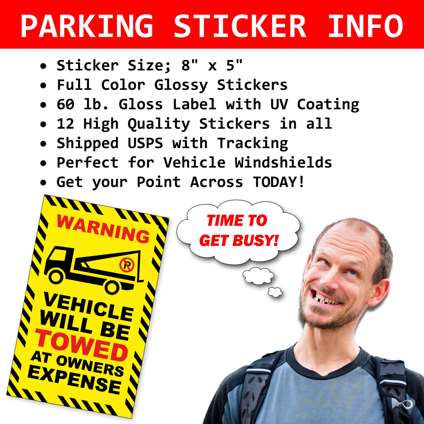 Prank Towing Parking Violation Stickers for Windshields of Bad Drivers - 12 Qty (Copy)