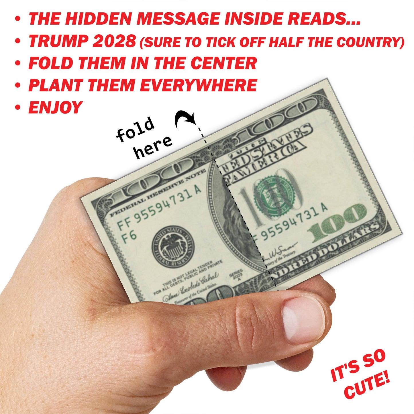 Trump 2028 Fake Prank 100 Dollar Bills Money! 50 Qty! Troll Everyone!