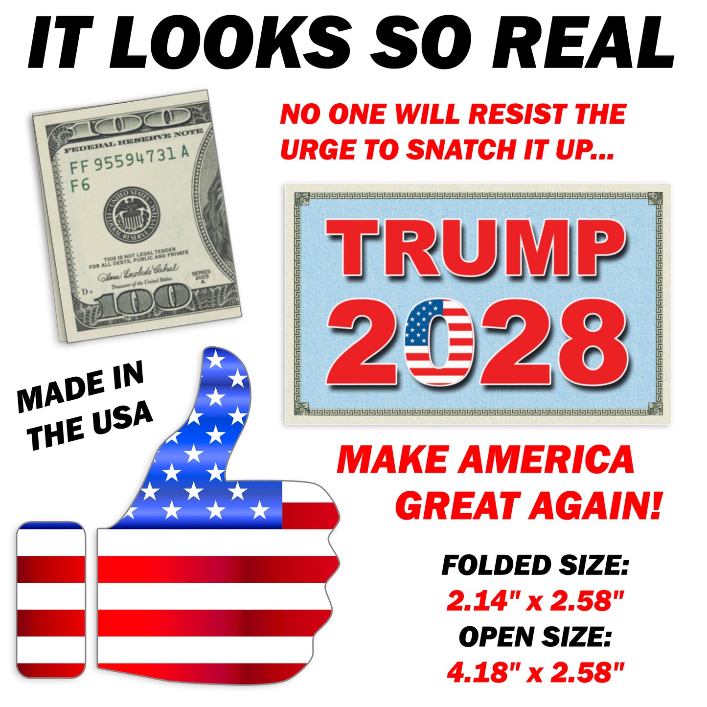 Trump 2028 Fake Prank 100 Dollar Bills Money! 50 Qty! Troll Everyone!