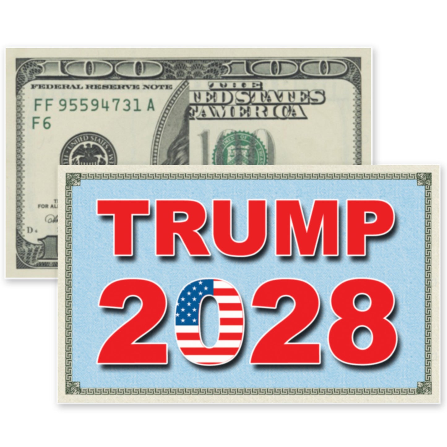 Trump 2028 Fake $100 Bill Money Drop Cards Prank