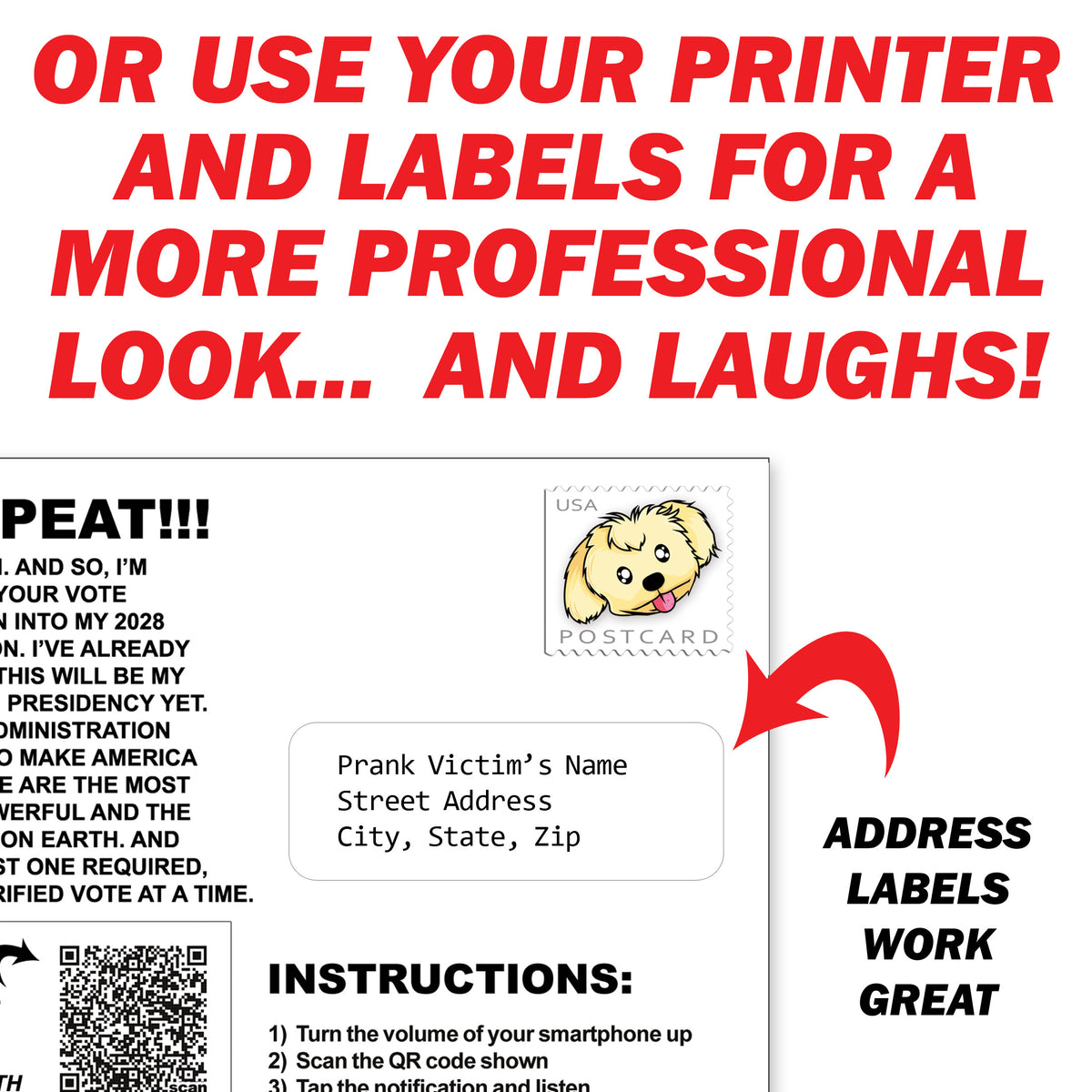 Donald Trump 3rd Term 2028 I'm Gonna Do It Again Prank Postcards 12 Pack