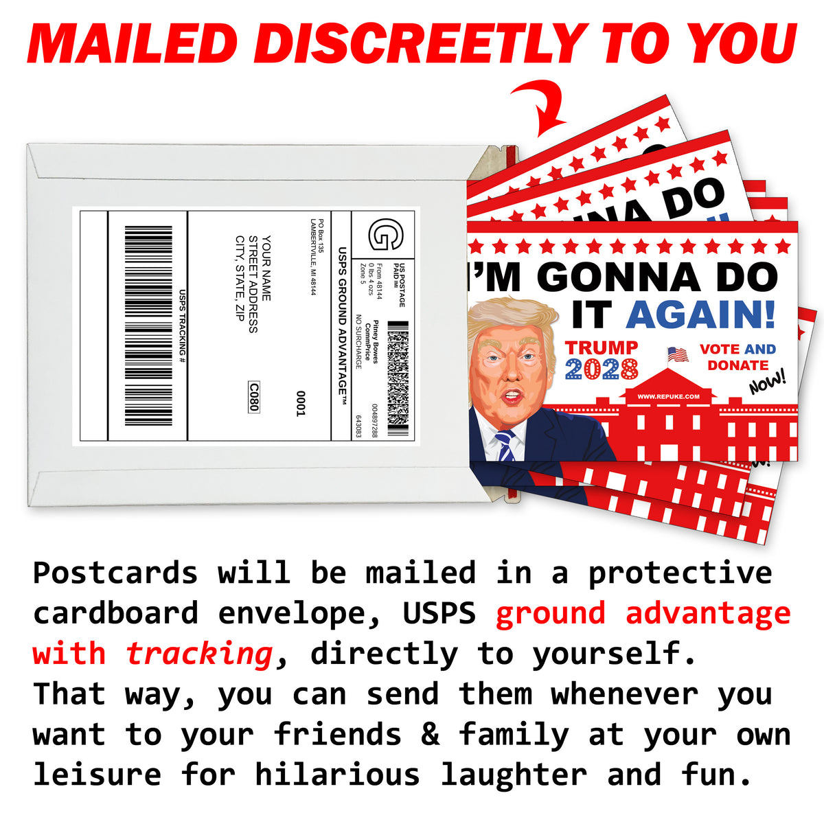Donald Trump 3rd Term 2028 I'm Gonna Do It Again Prank Postcards 12 Pack
