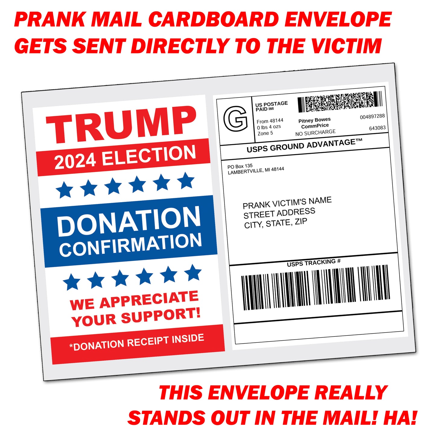 Pranks Donald Trump Fake Donation Confirmation Packet Mail Gag Gift