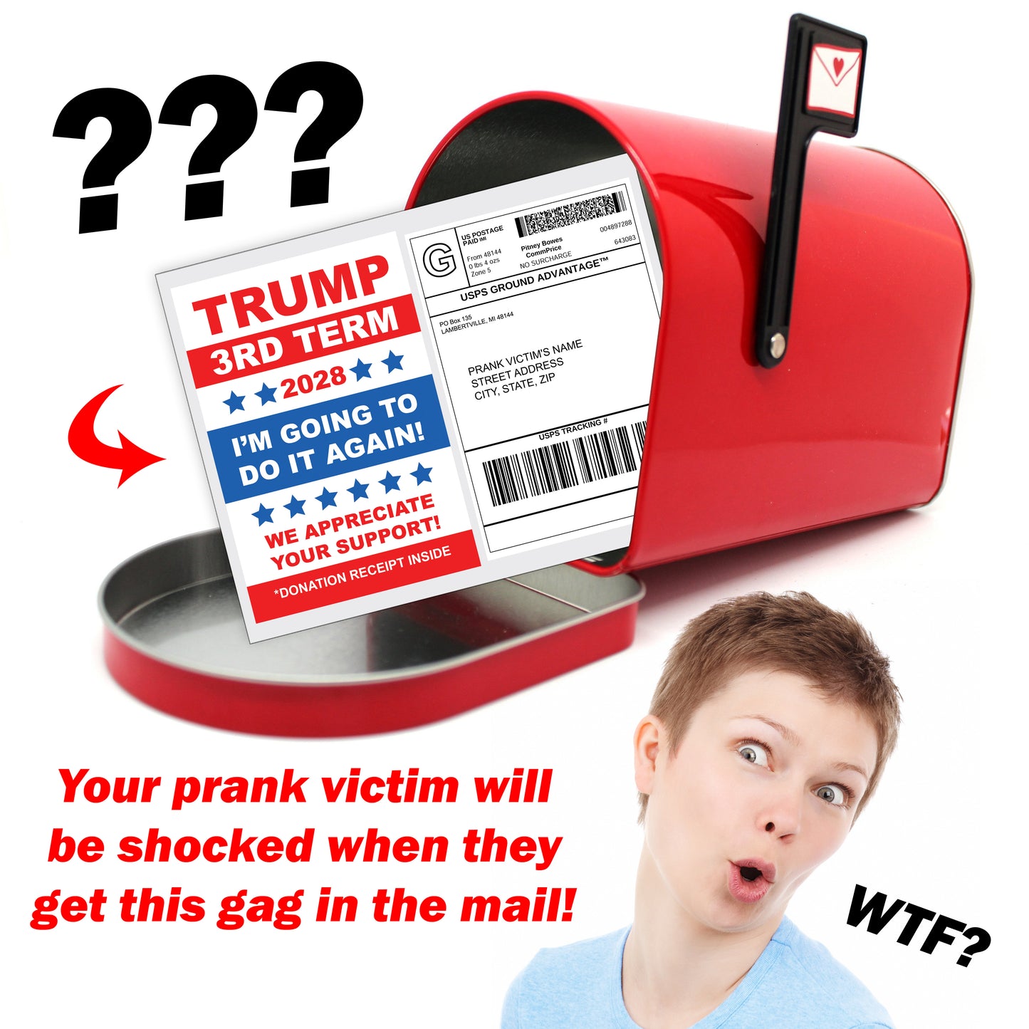 Donald Trump 3rd Term 2028 Donation Prank Political Packet Mail