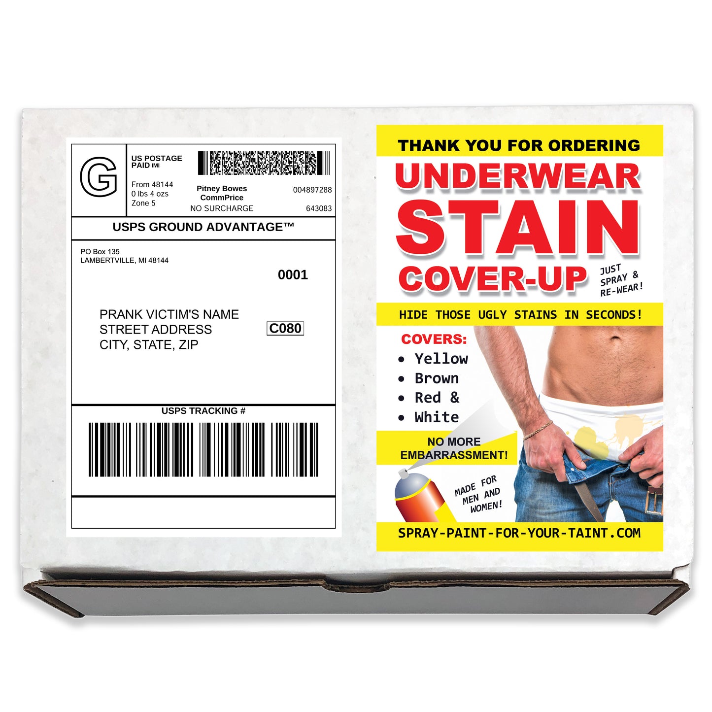Underwear Stain Coverup Prank Mailer Gag Gift