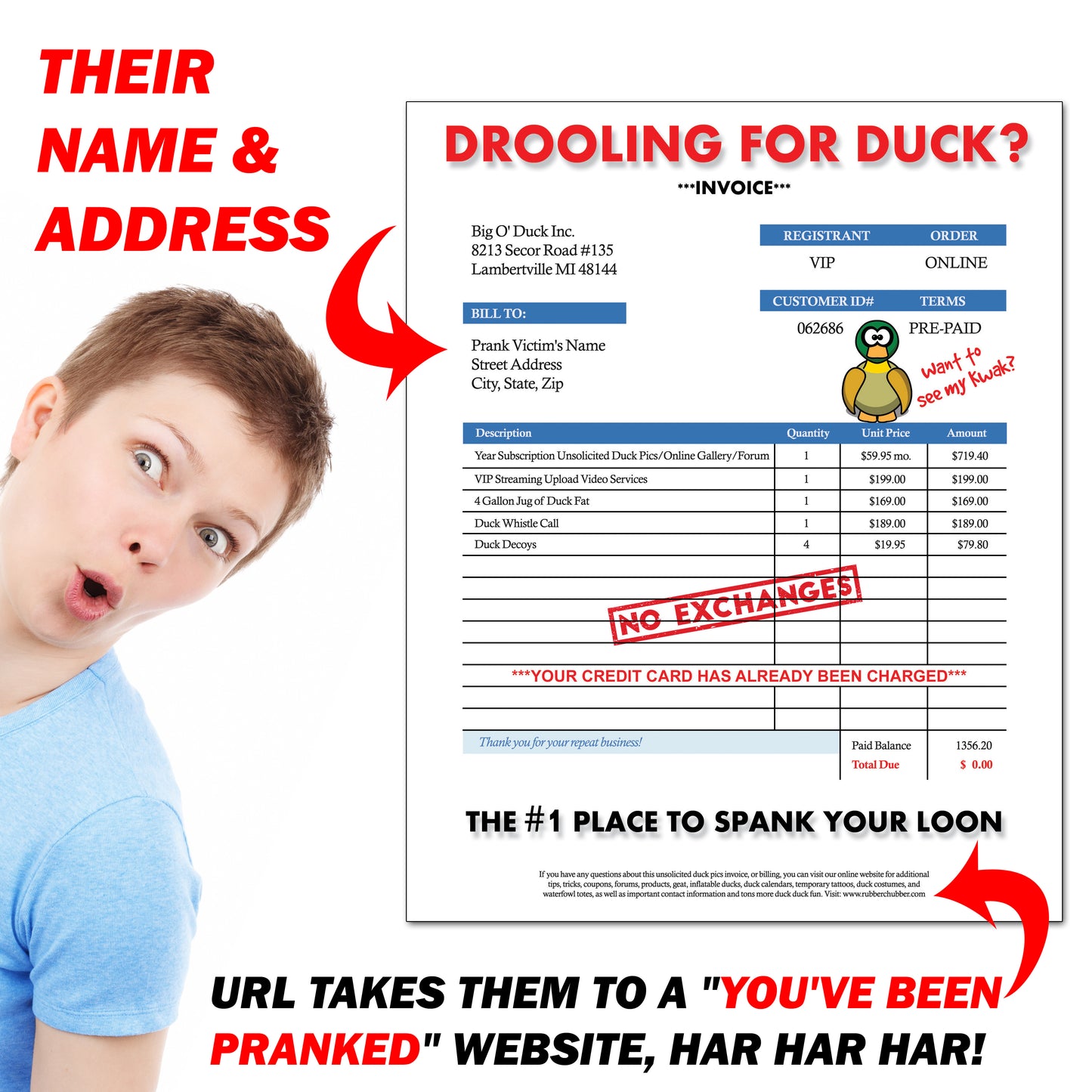 Unsolicited Duck Pics Mail Prank Letter