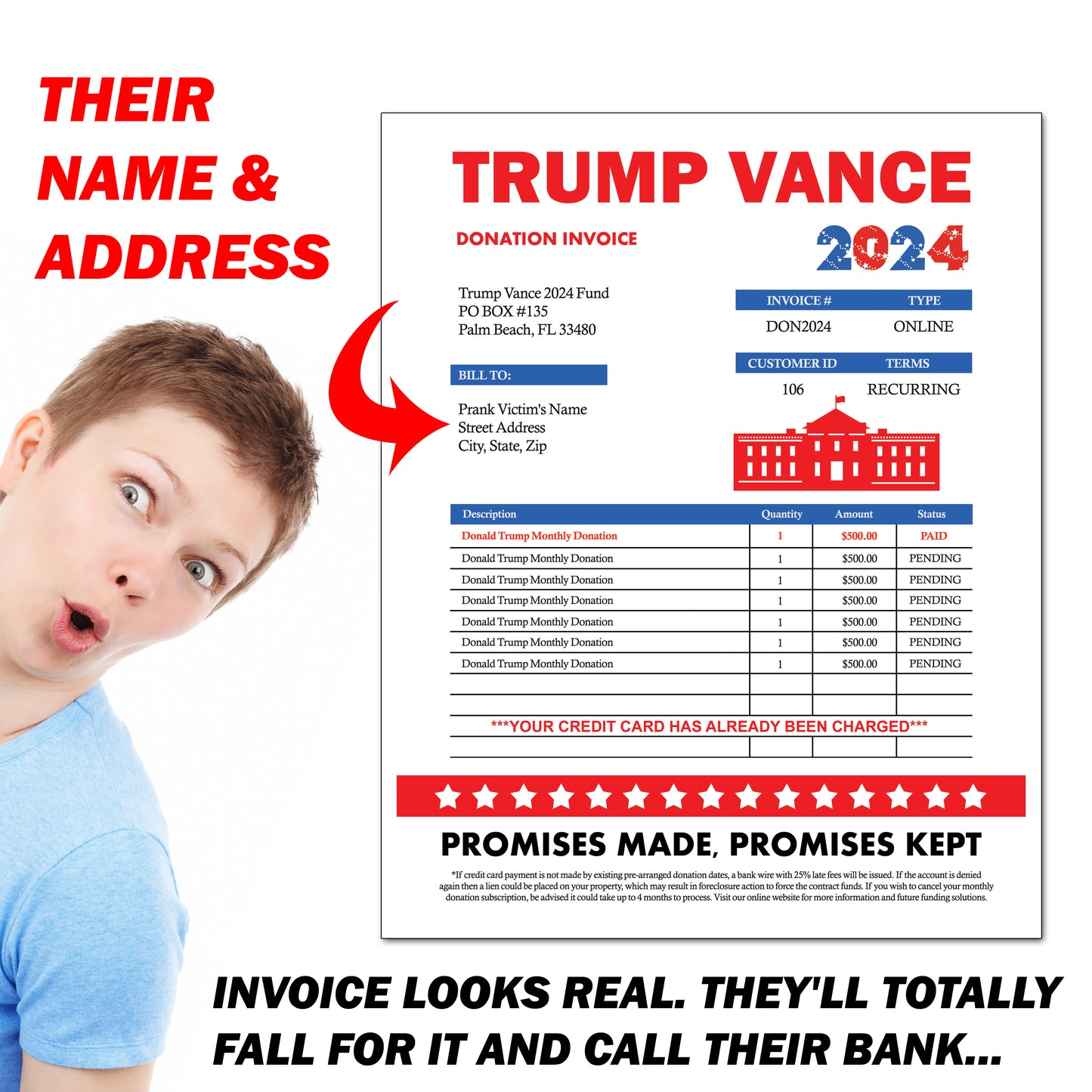 Donald Trump Vance 2024 Donation Mail Revenge Joke Letter