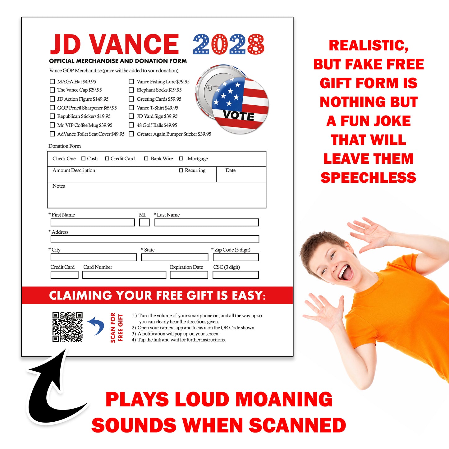 JD Vance 2028 Fake Election Donation Prank Packet Mailer!