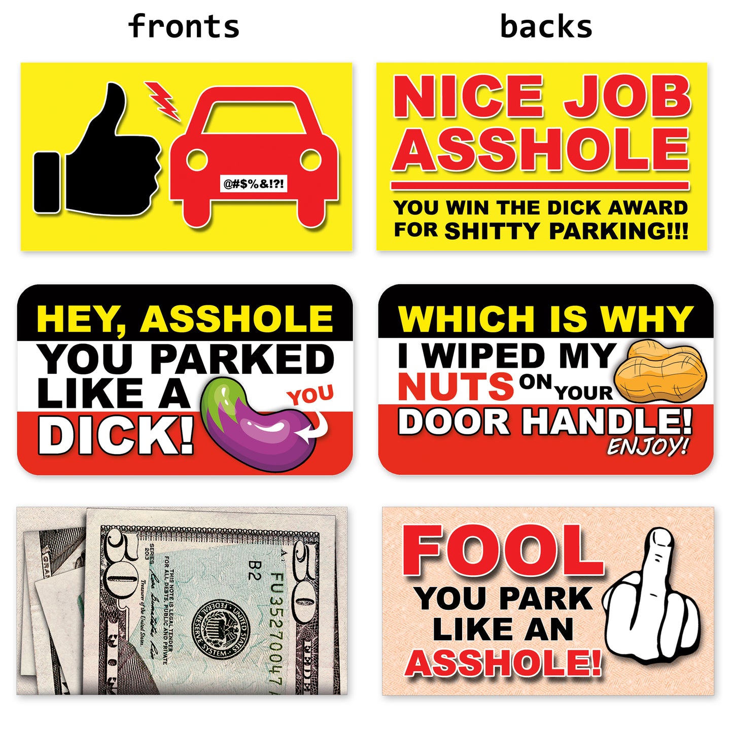 96 Variety Pack Bad Parking Cards Prank Cards