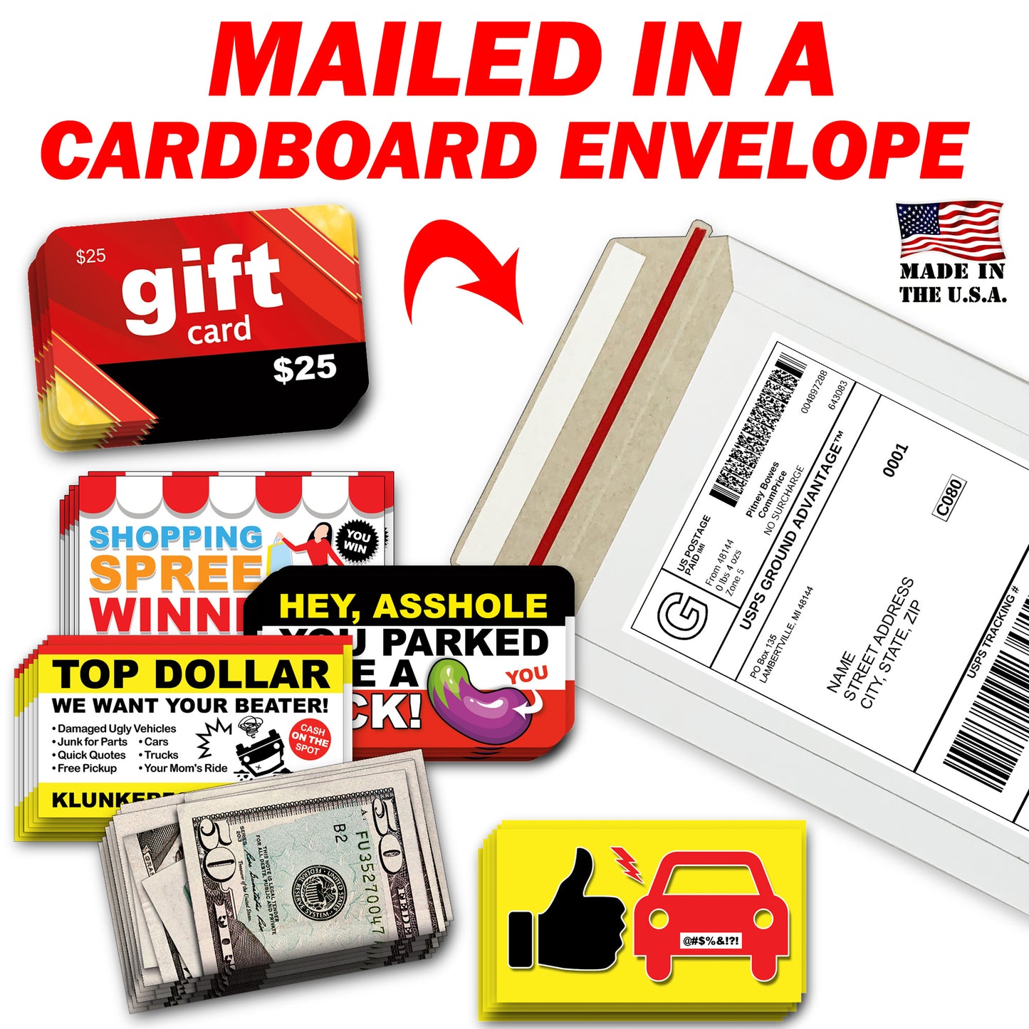 96 Variety Pack Bad Parking Cards Prank Cards