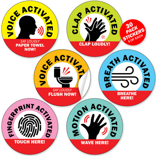 Prank Voice Activated, Motion, Clap, Bathroom Stickers - 30 QTY
