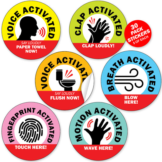 Prank Voice Activated, Motion, Clap, Bathroom Stickers - 30 QTY