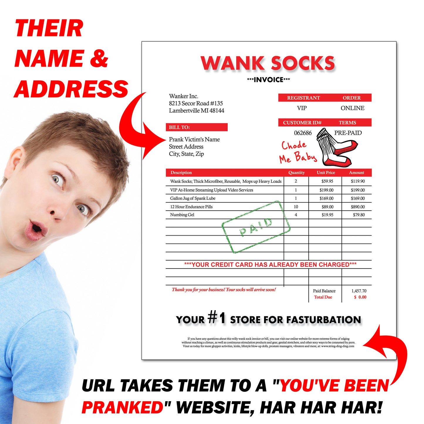 Wank Socks Prank Letter Joke