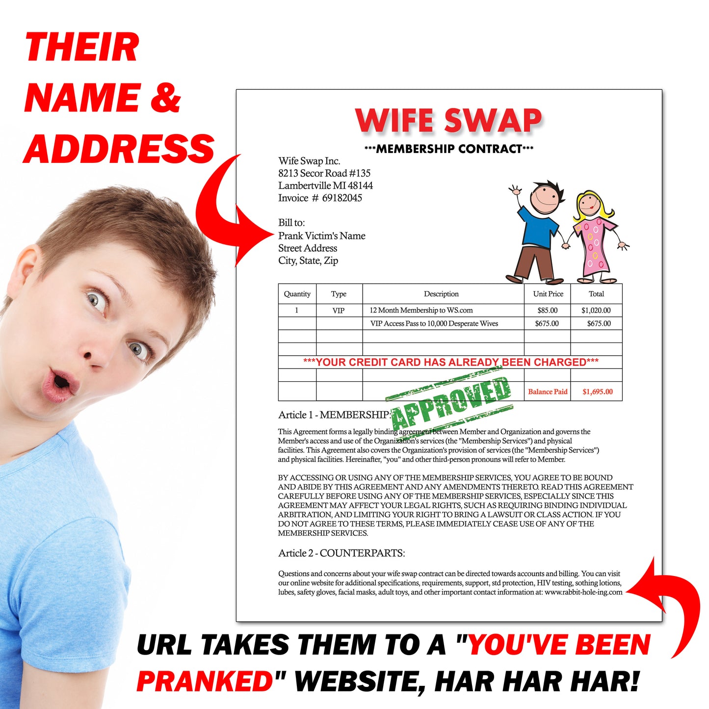 Wife Swap Mail Prank Letter
