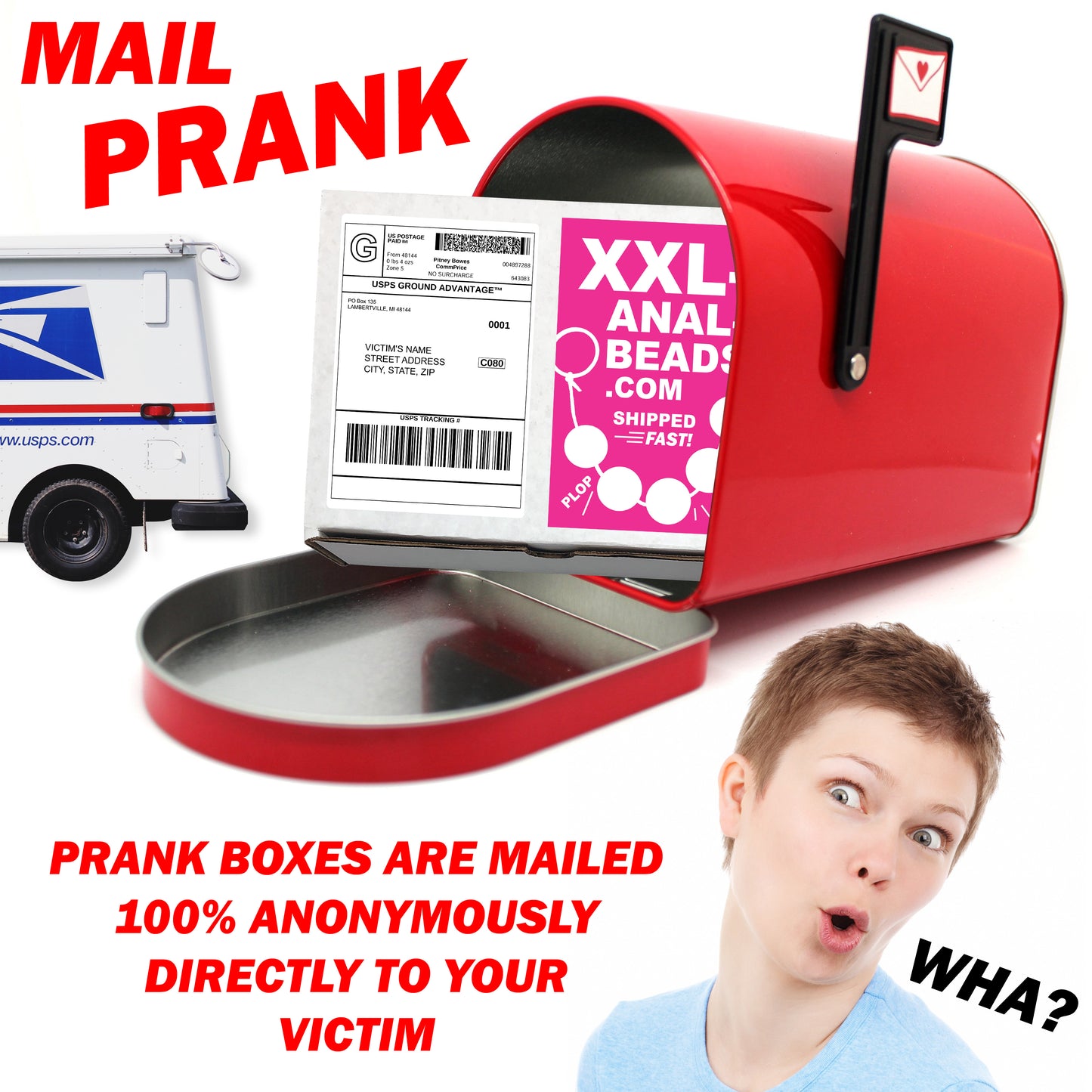 XXL Anal Beads Joke Gag Box Mailer