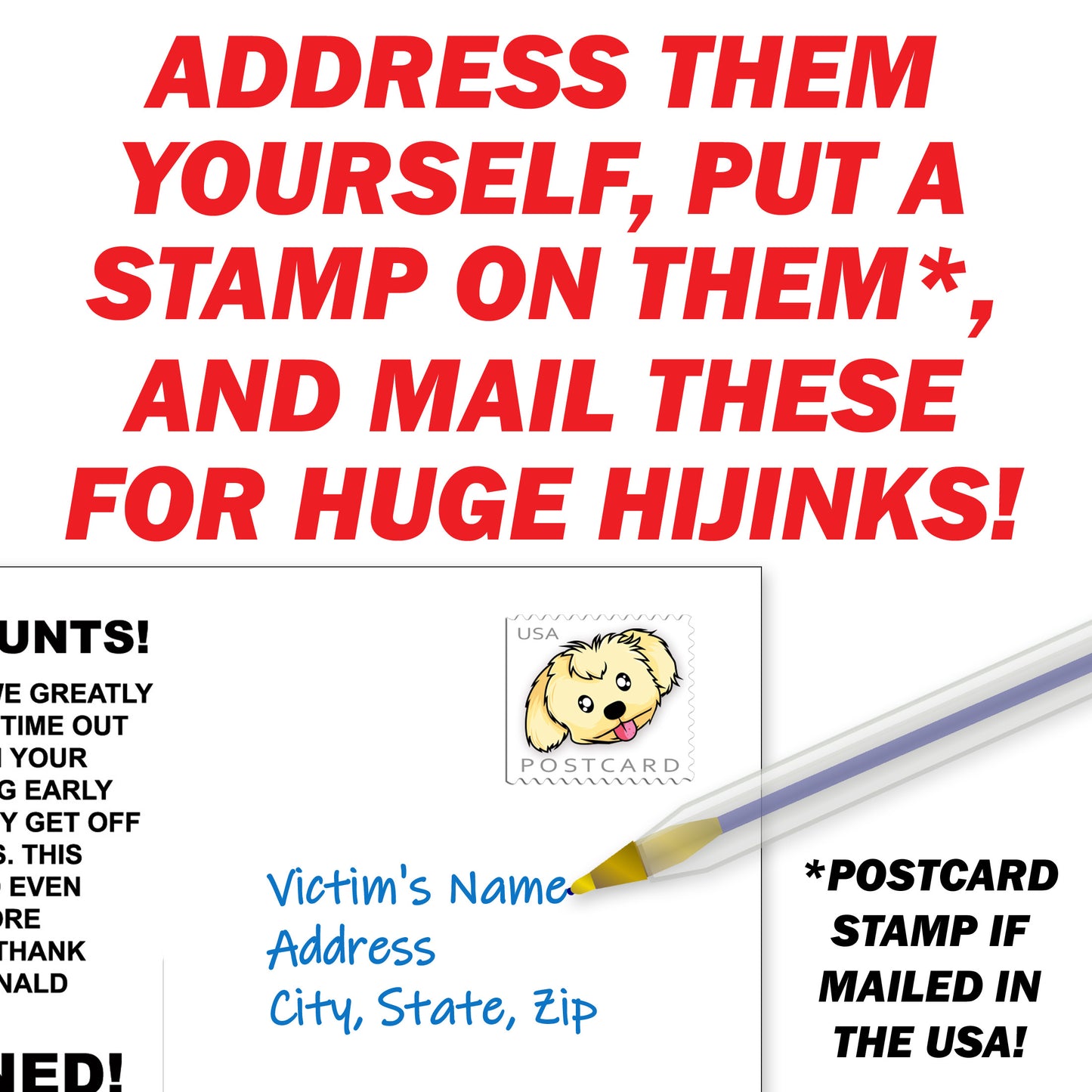 Donald Trump Pre-Vote Joke 12 Pack Prank Postcards