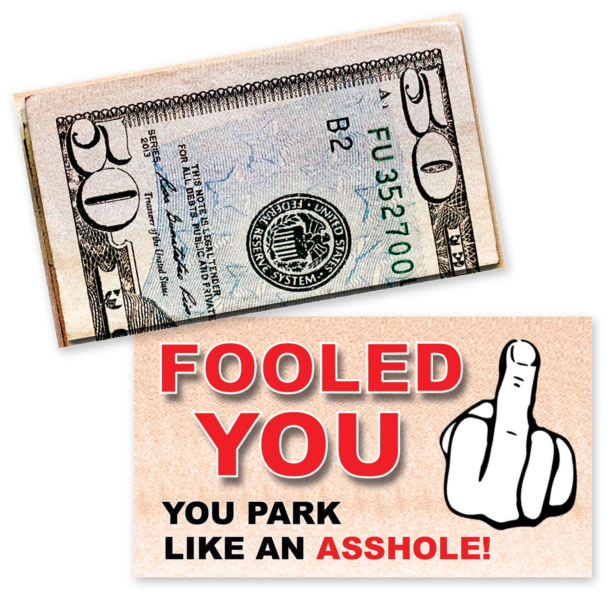 Fake Money Bad Parking Prank Cards that you leave under Windshield Wipers
