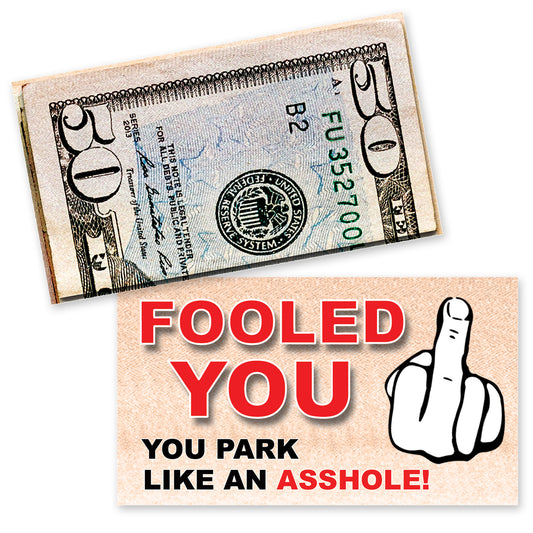 Fake Money Bad Parking Prank Cards that you leave under Windshield Wipers