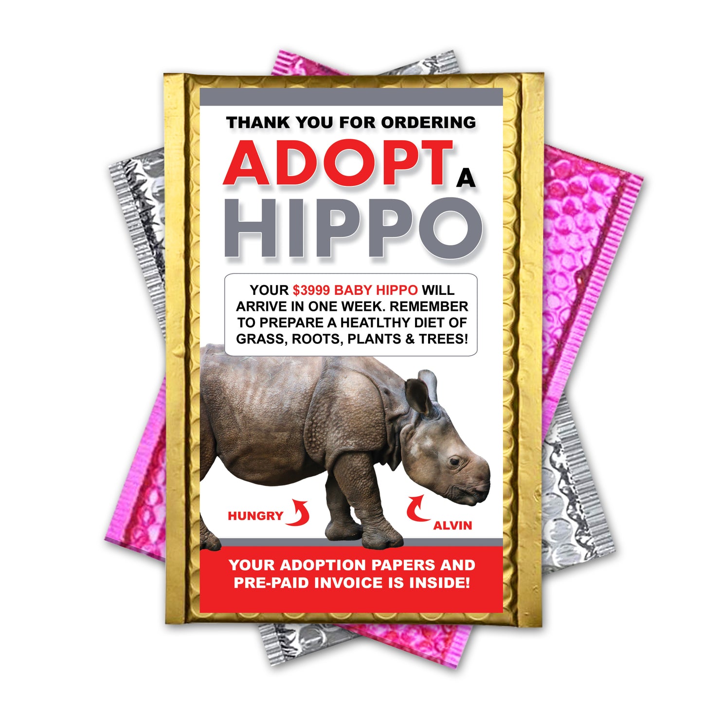 Adopt a Hippo Embarrassing Prank Mail