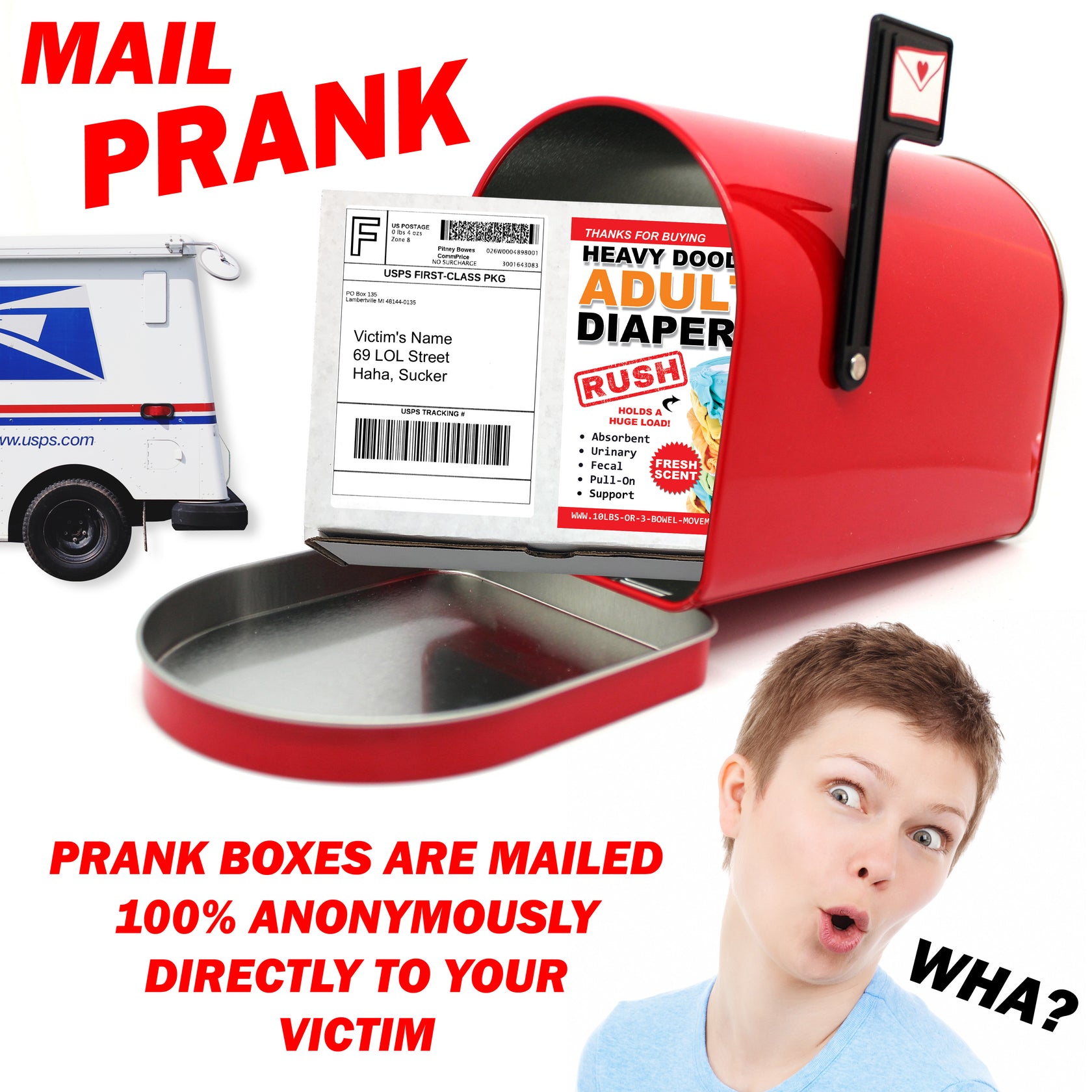 Heavy Doodie Adult Diapers Prank Mail Design Doggie