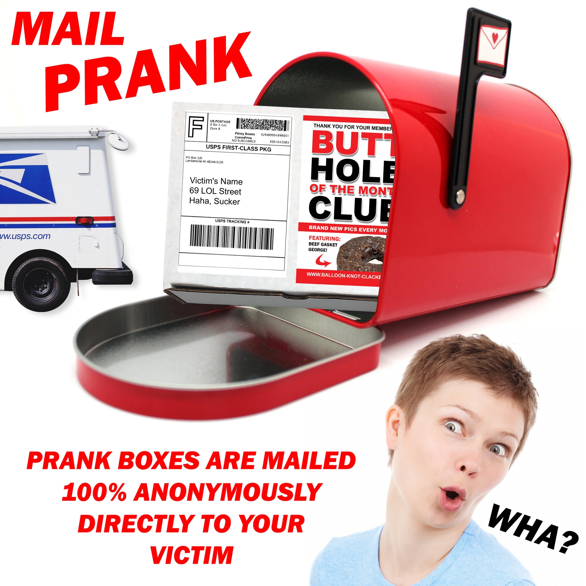 Butt Hole Of The Month Club Mail Prank Gag