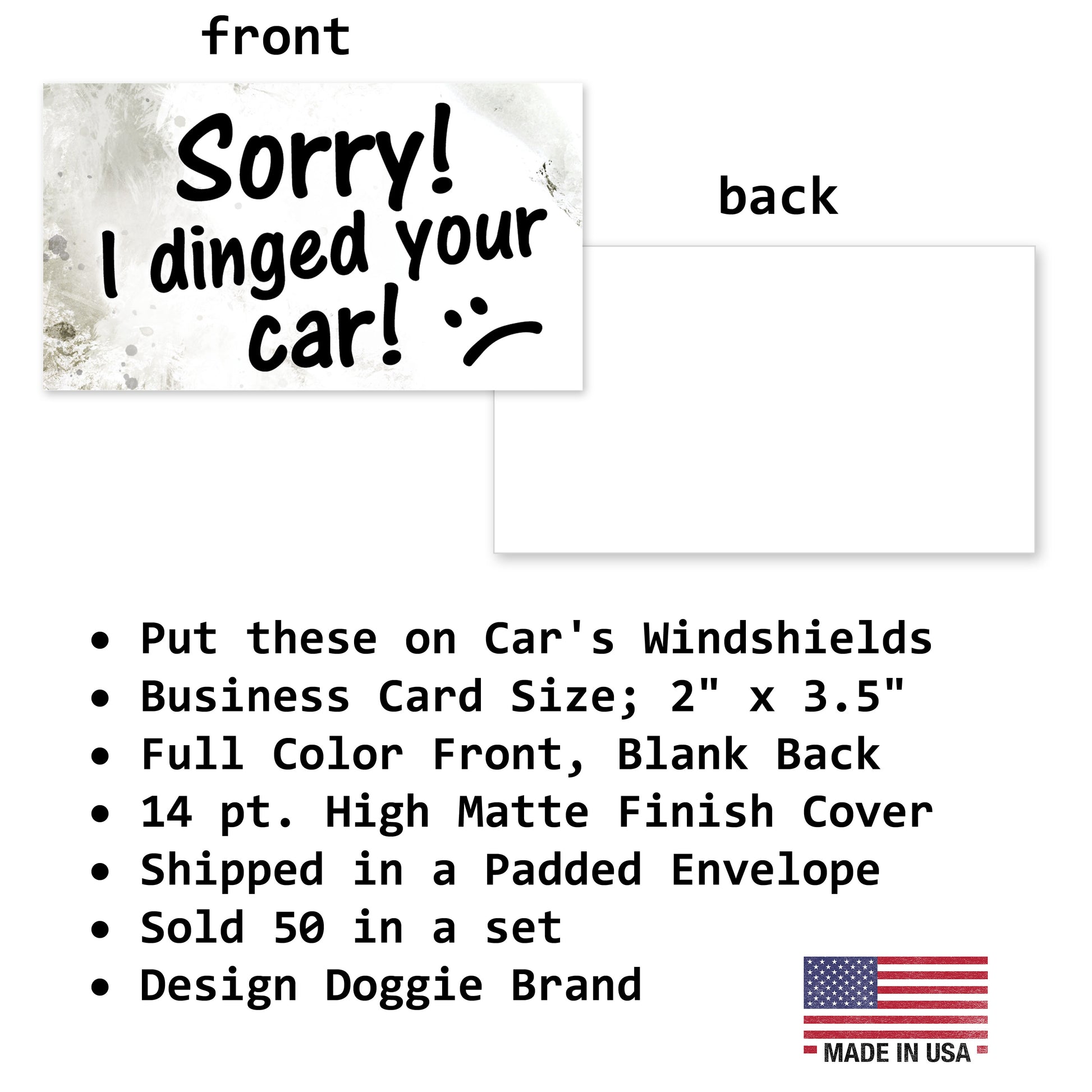 Sorry I Dinged Your Car Prank Cards