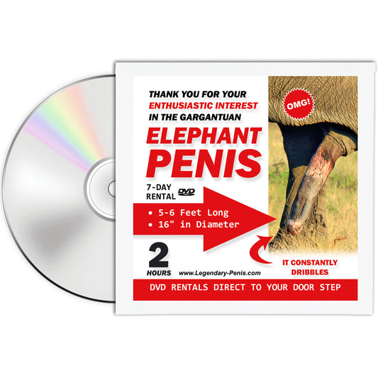 Gargantuan Elephant Penis Fake DVD mail prank