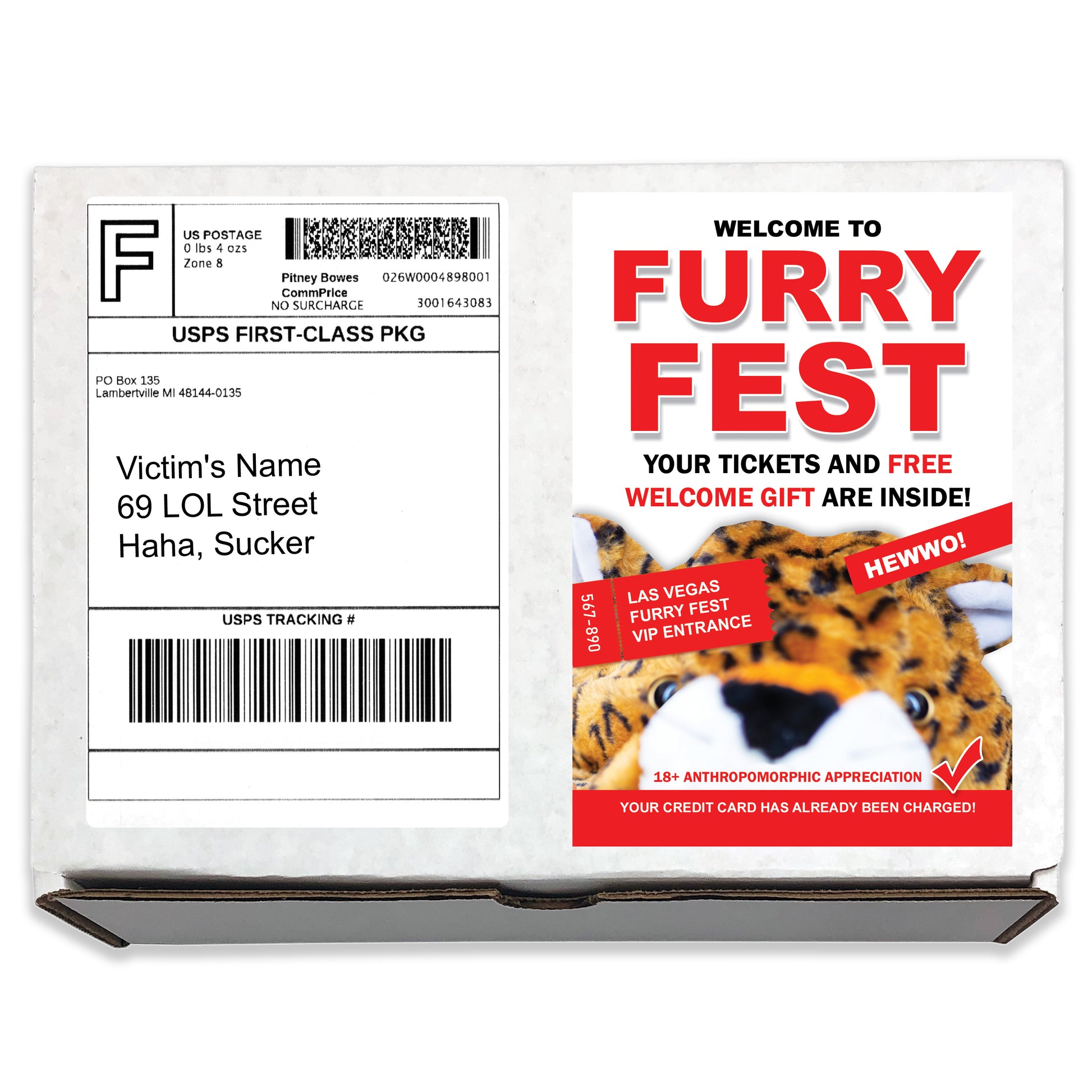 Furry Fest embarrassing prank box
