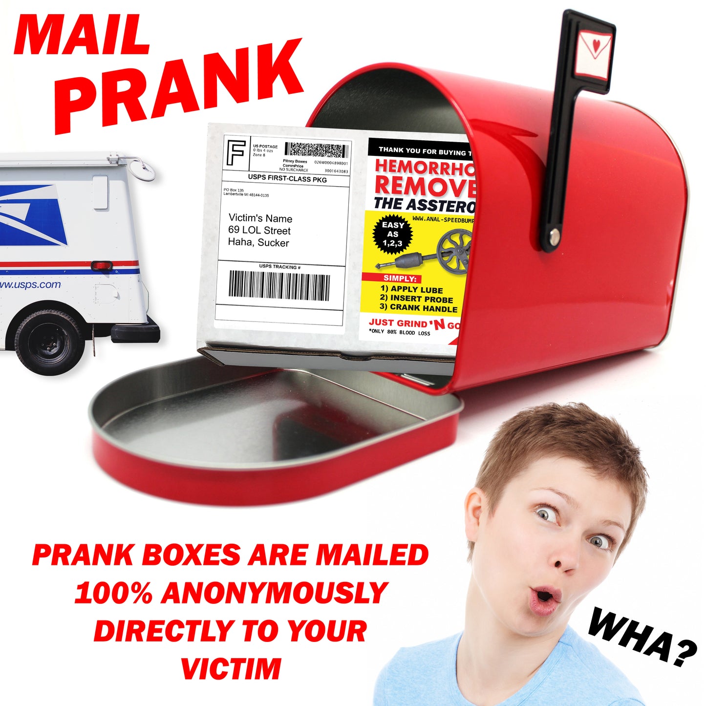 Hemorrhoid Remover Prank Mail