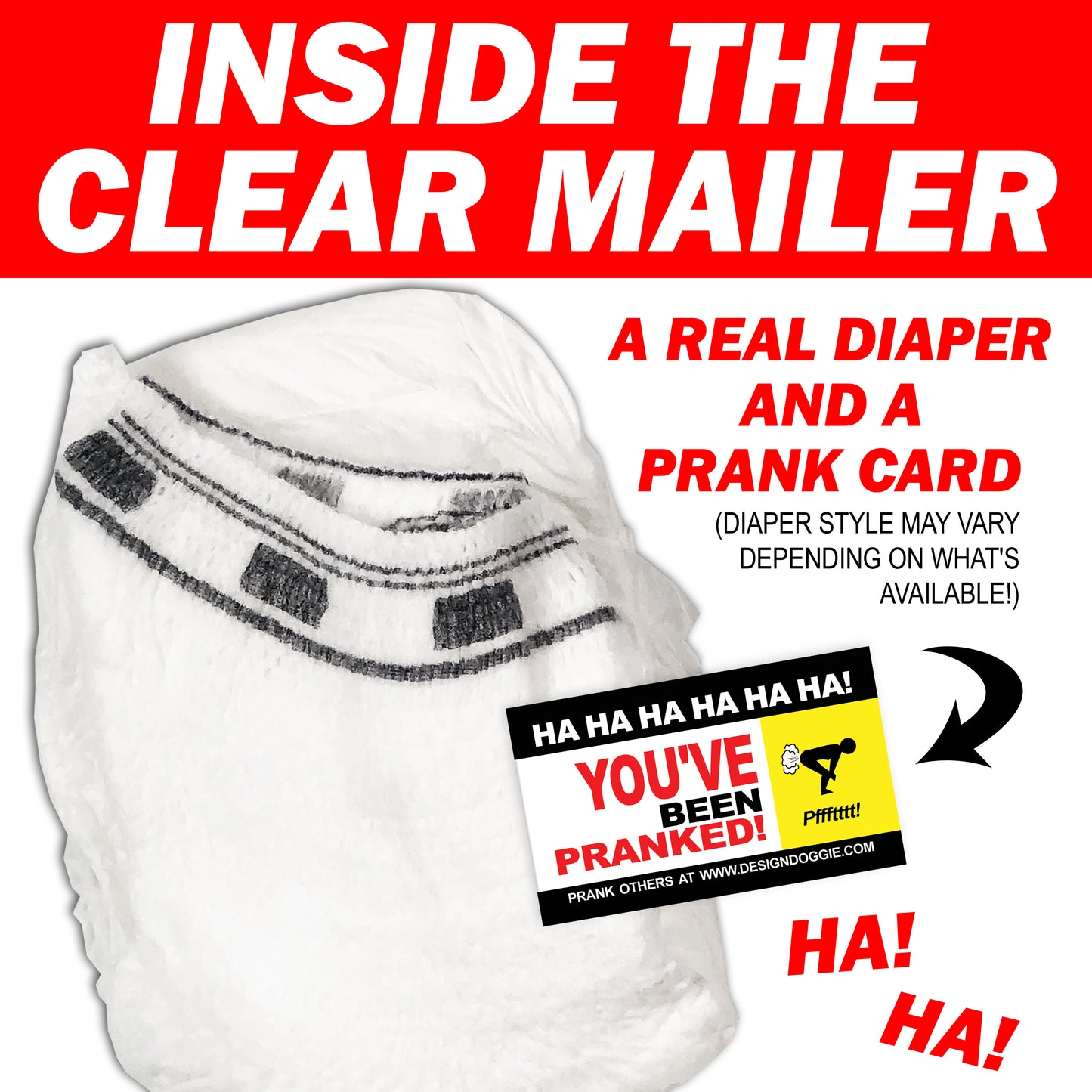 Retirement Diapers embarrassing clear prank envelope gets mailed directly to your victims 100% anonymously!