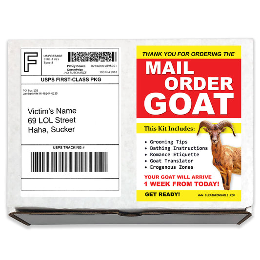 Mail Order Goat embarrassing prank box