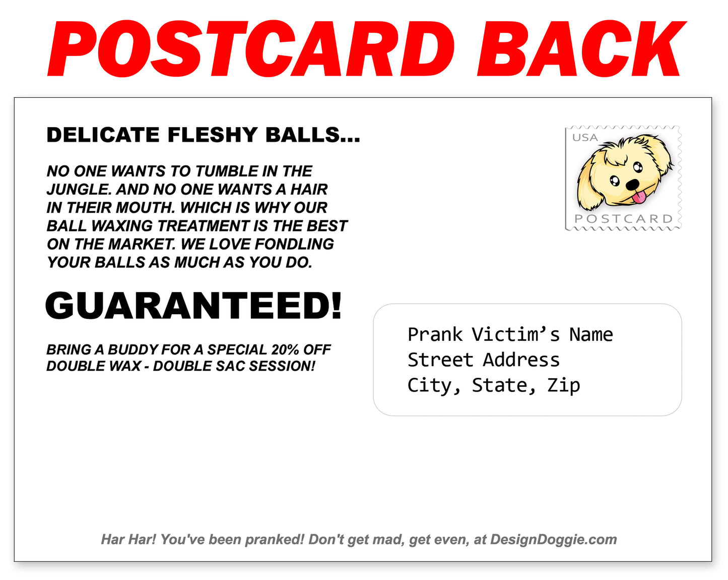 Ball Waxing Funny Prank Postcard