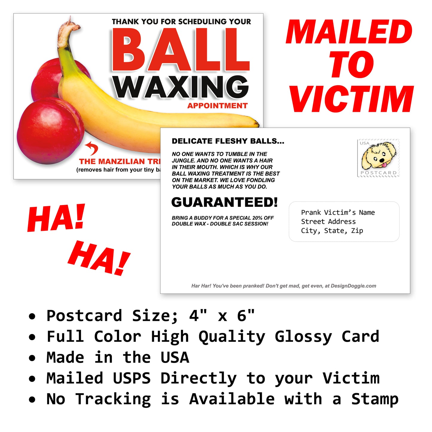 Ball Waxing Funny Prank Postcard