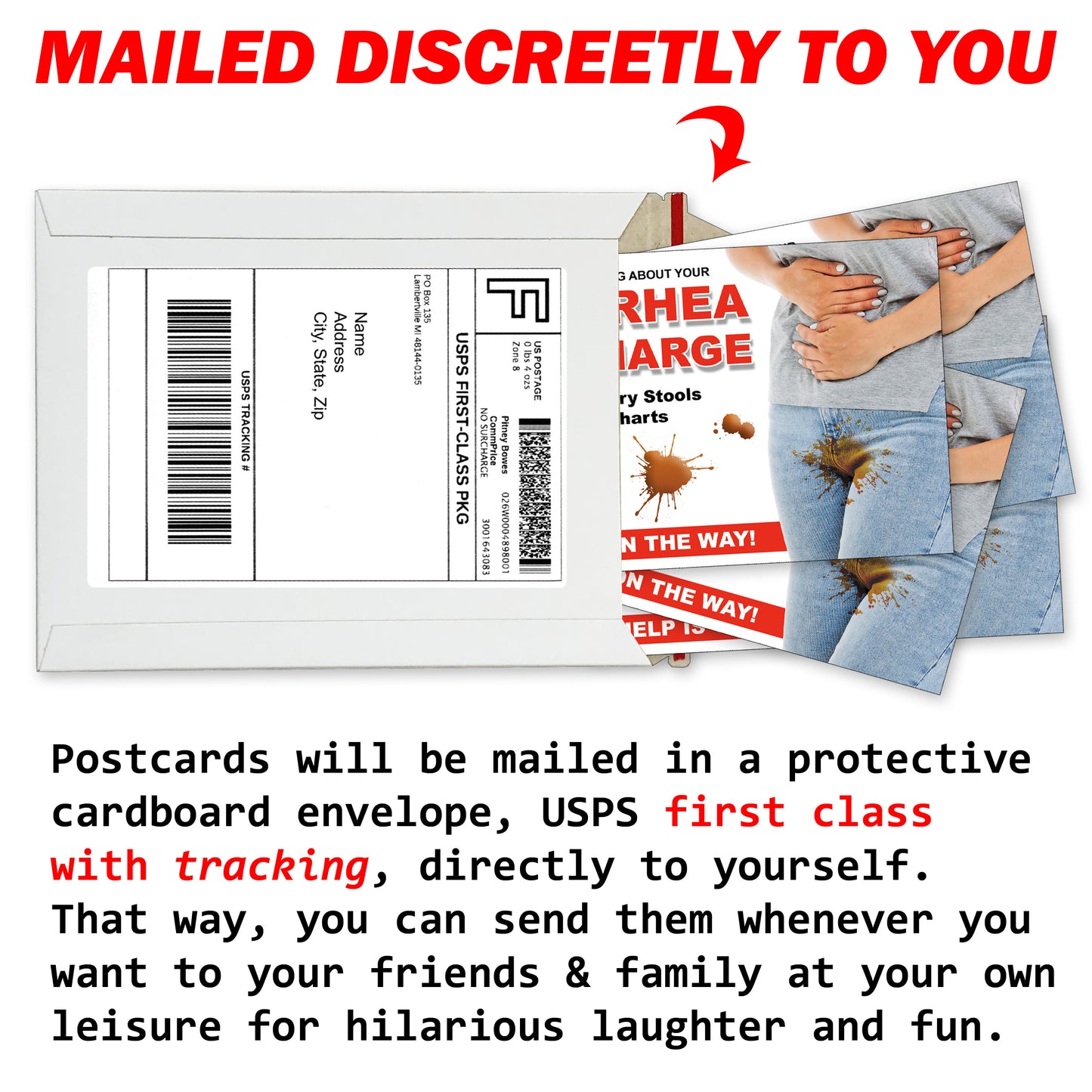 4 Pack Prank Diarrhea Discharge Postcards