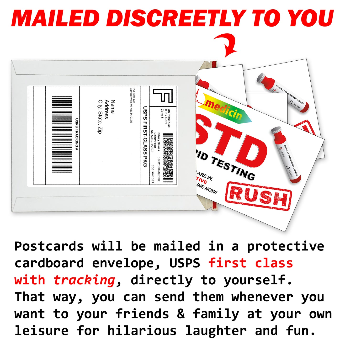 4 Pack Prank STD Postcards