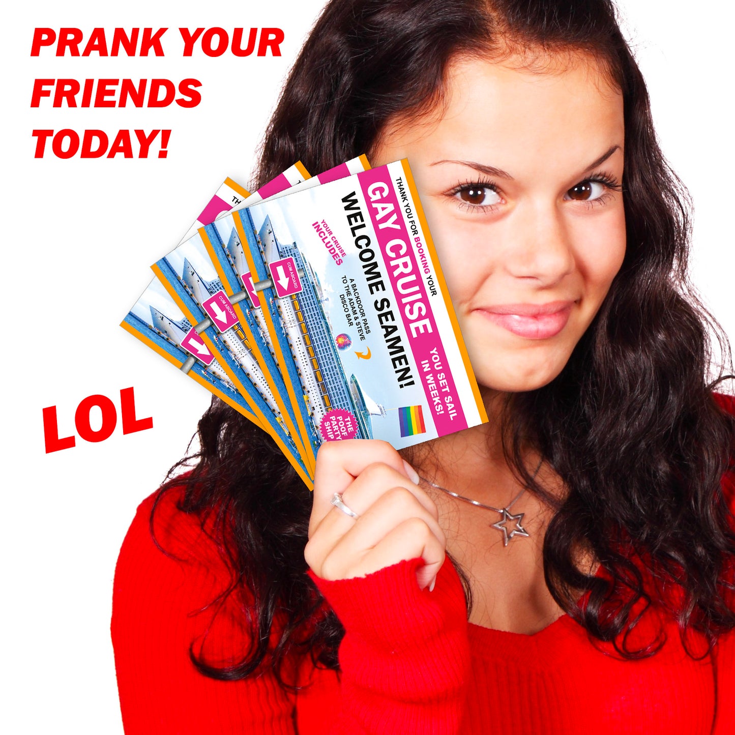 4 Pack Prank Gay Cruise Postcards sent to YOU so you can Play some Gags on your Friends yourself!