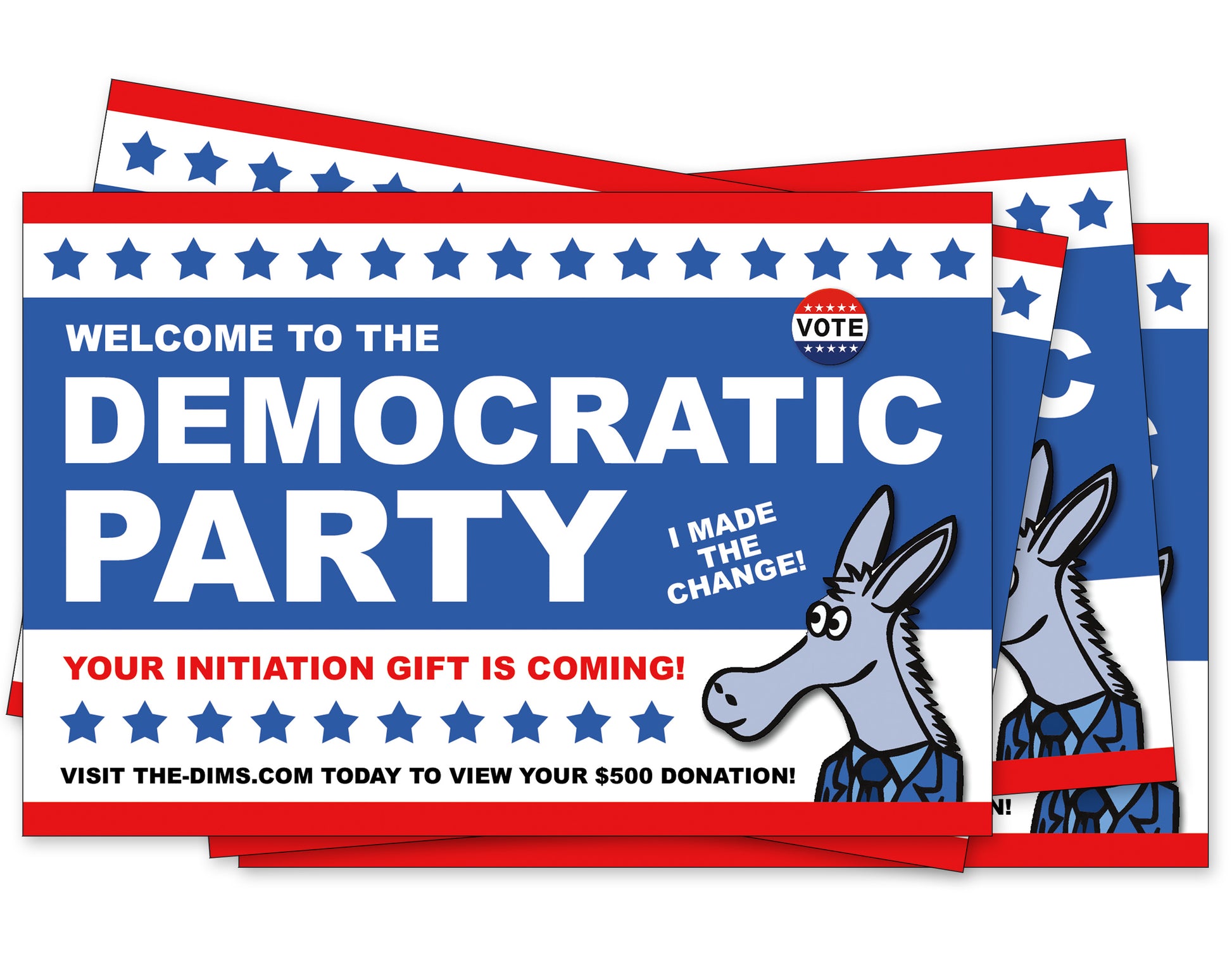 Democratic Prank Postcards 4 Pack