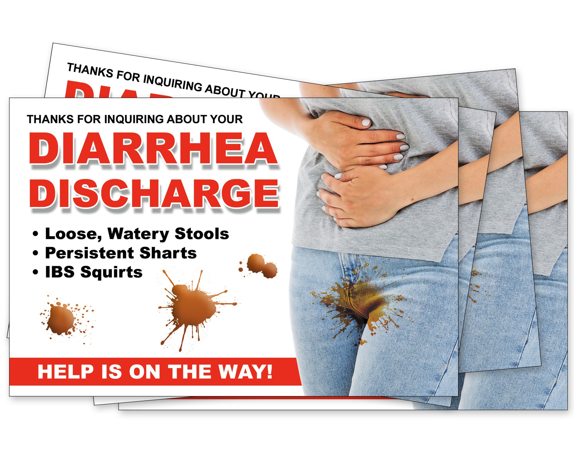 IBS Diarrhea Prank Postcards 4 Pack
