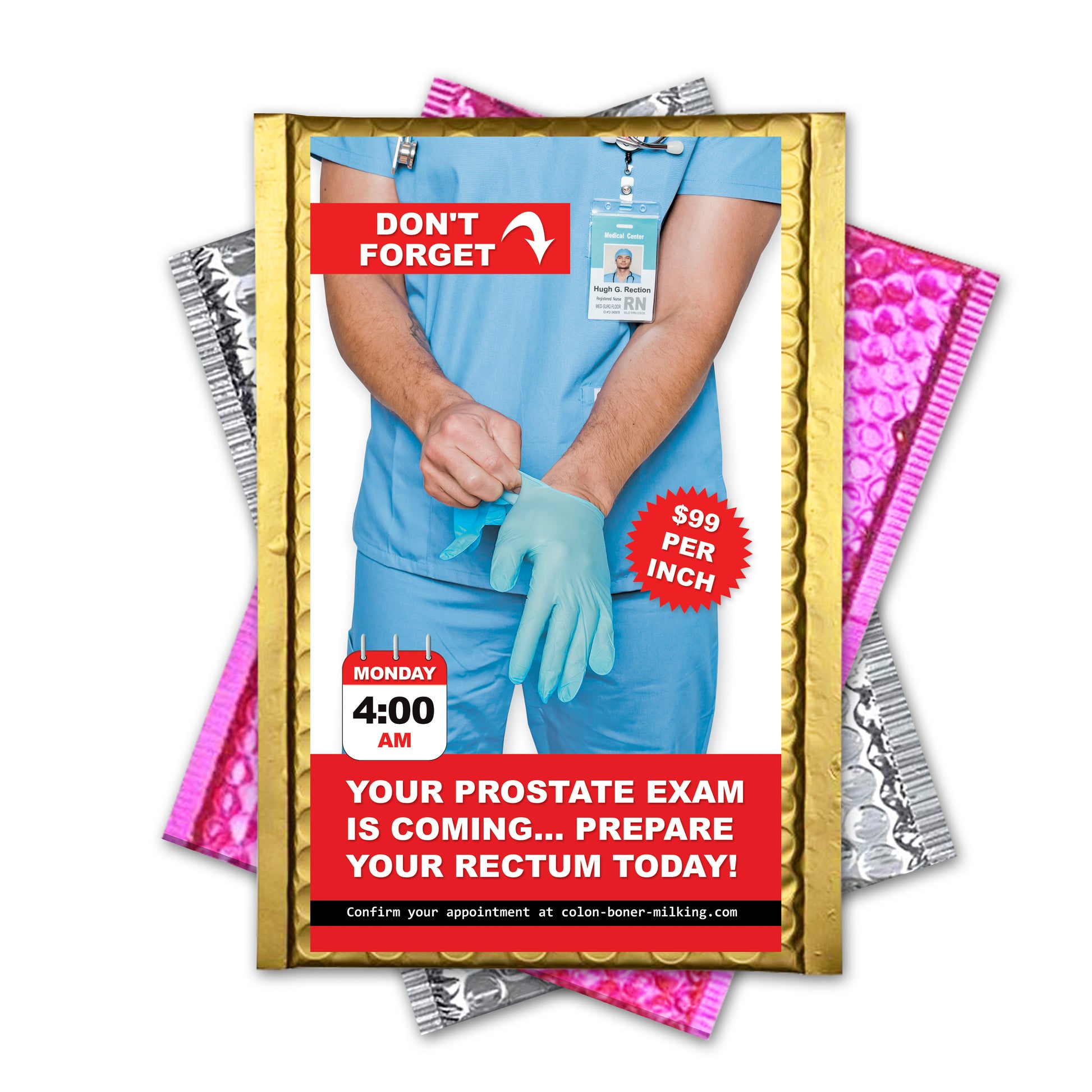 Your Prostate Exam is Coming embarrassing prank envelope