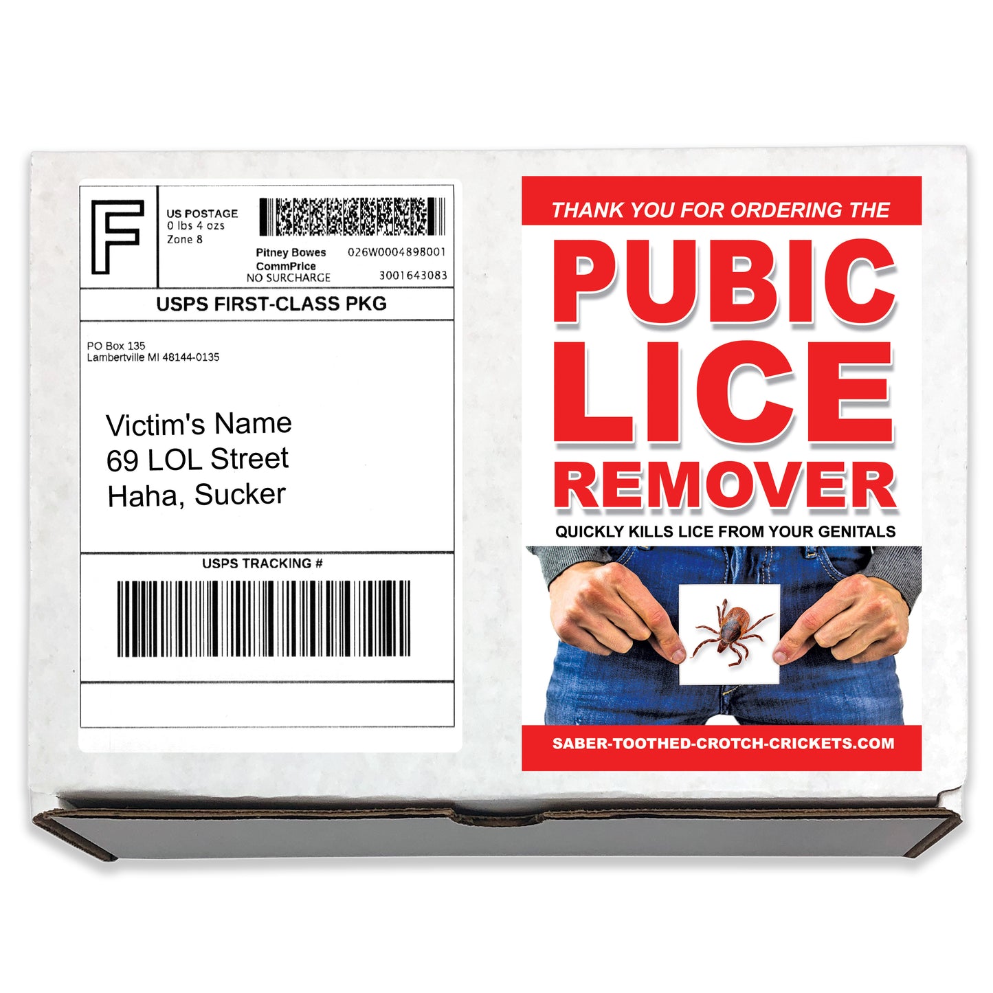 Pubic Lice Remover embarrassing prank box