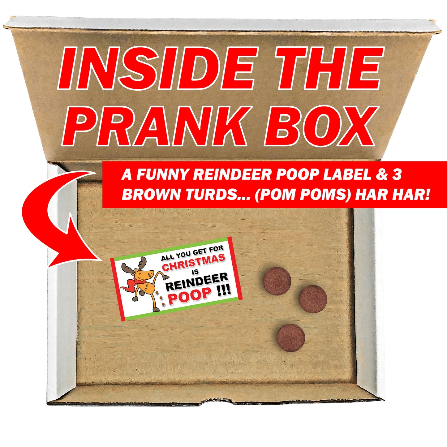 Reindeer Poop Christmas prank box gets mailed directly to your victims 100% anonymously!