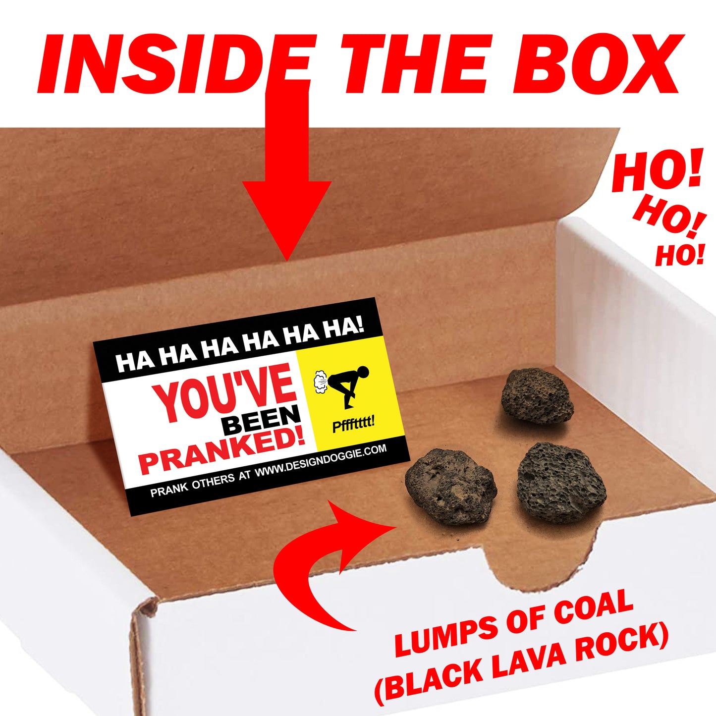 Lumps of Coal You've Been Very Naughty Christmas prank box gets mailed directly to your victims 100% anonymously!
