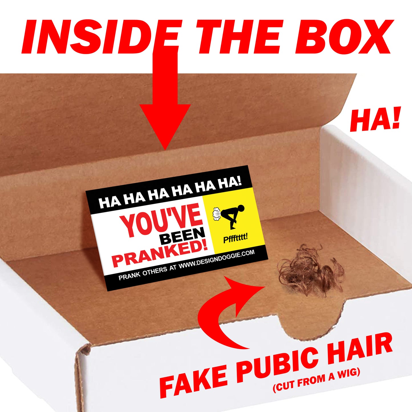 Share Your Pubic Hair embarrassing prank box gets mailed directly to your victims 100% anonymously!