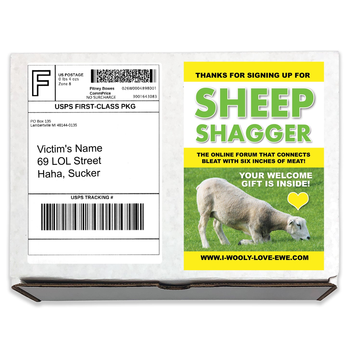 Sheep Shagger embarrassing prank box