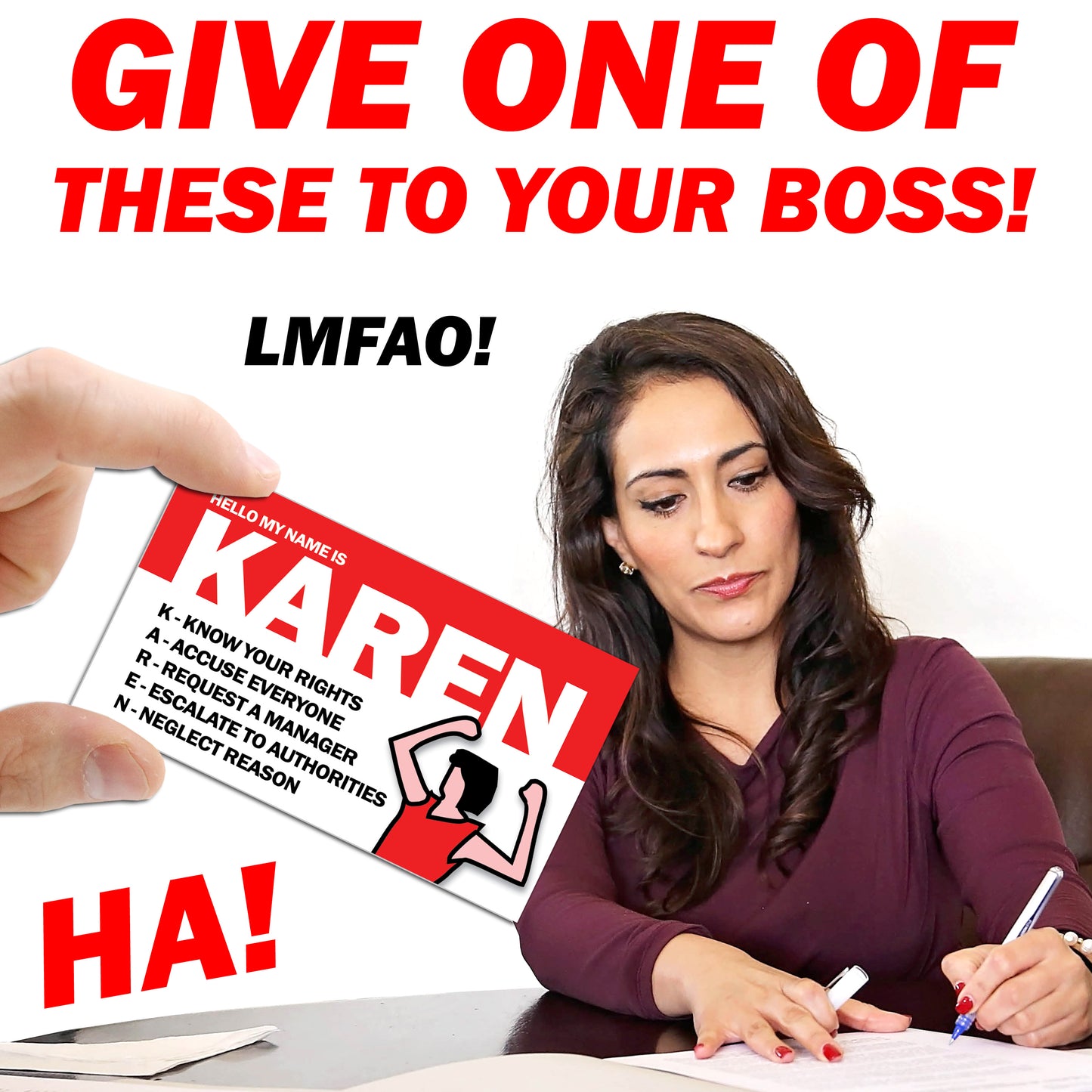 Hello My Name is Karen Cards – 50 Qty Business Cards, Great Graphics on the Front, Blank Back, High Gloss, High Quality, Great Fun & Laughs!