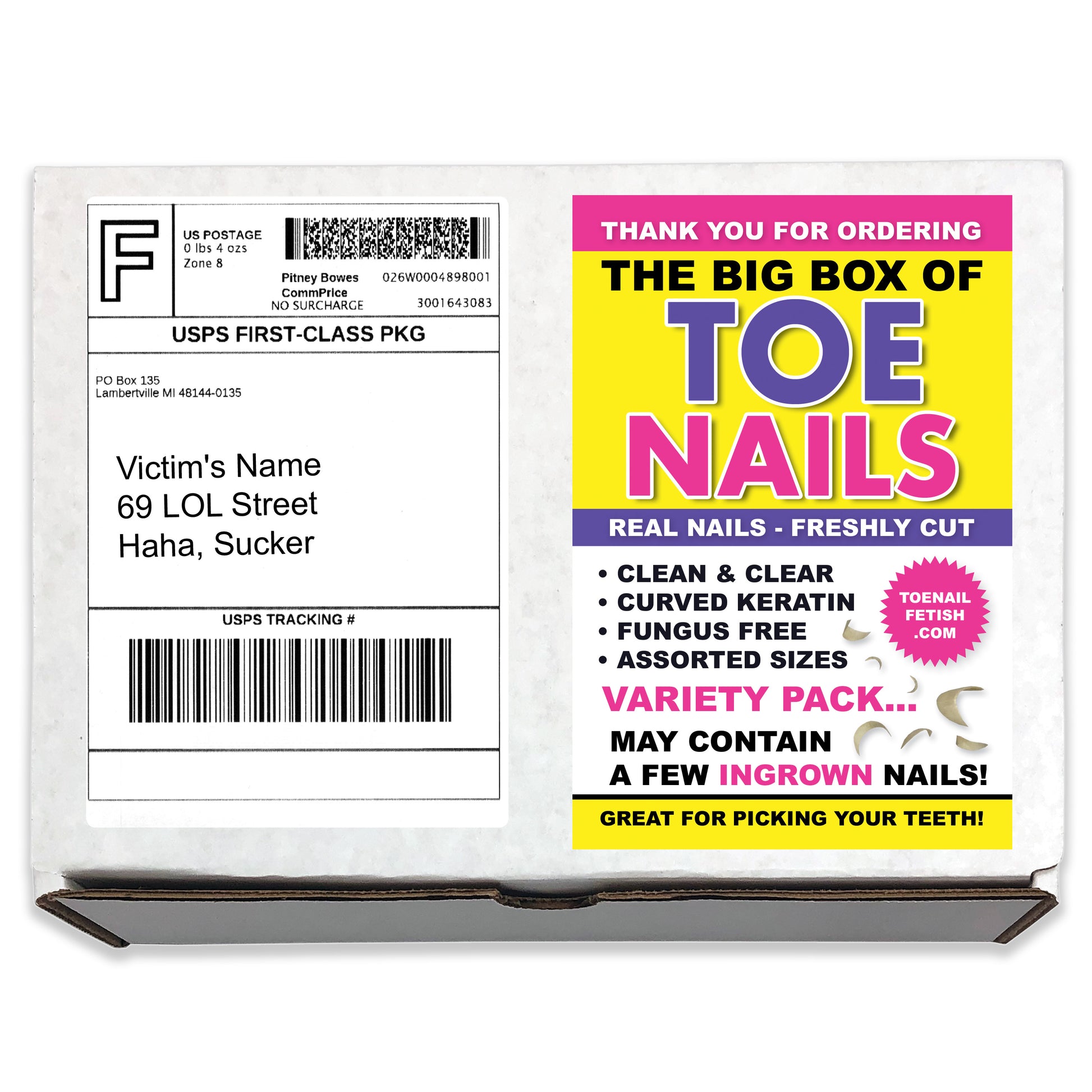 Big Box Of Toe Nails embarrassing prank box