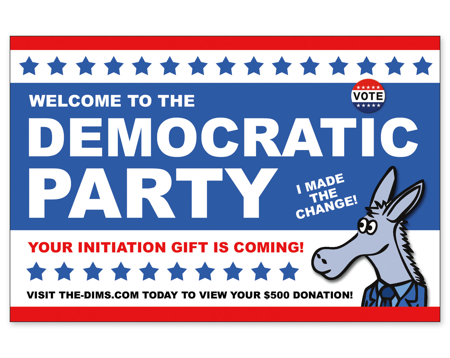 Democratic Prank Postcard